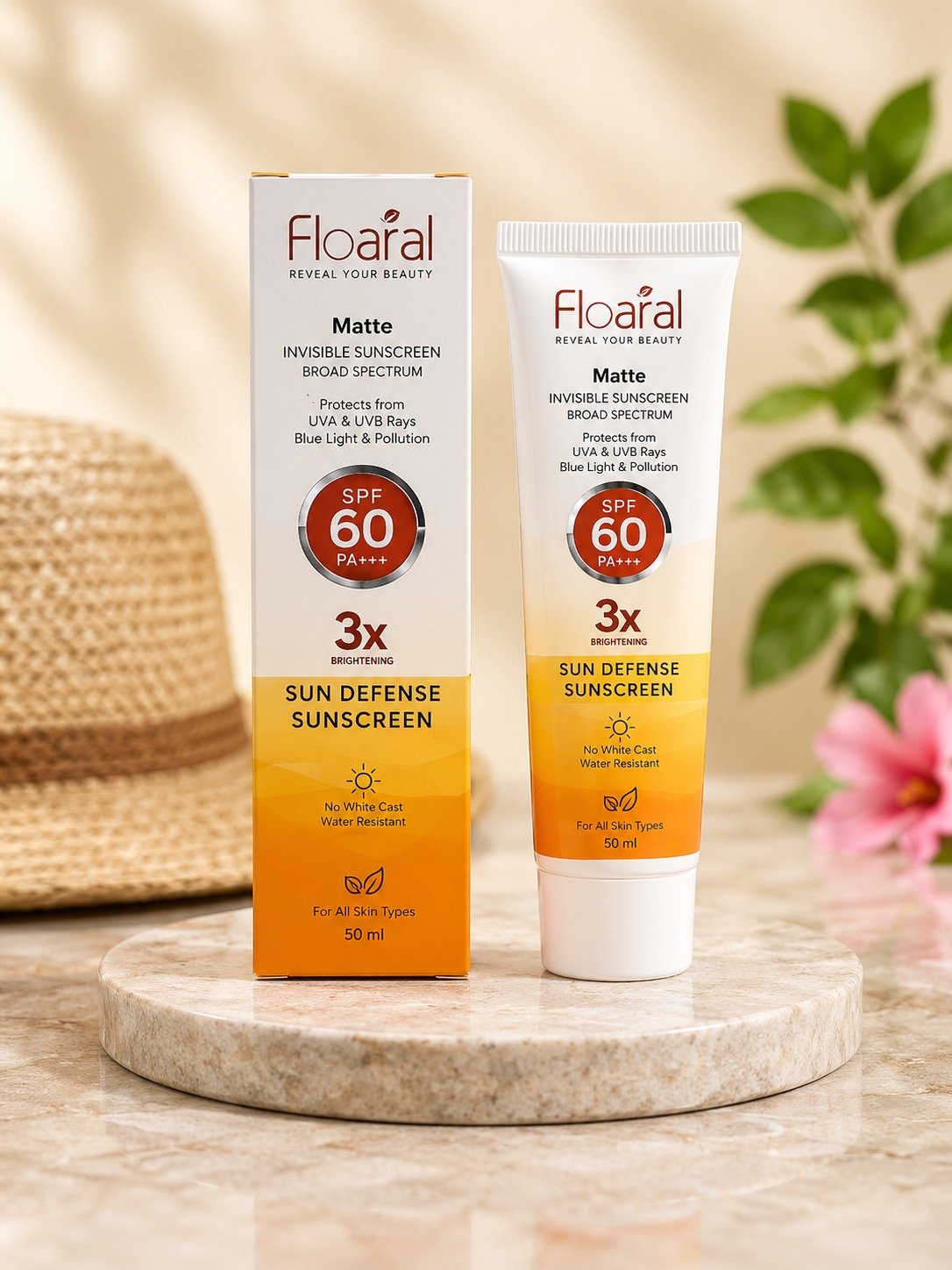 Floaral Sun Defense Sunscreen SPF 60 PA+++ – Advanced Broad Spectrum Protection